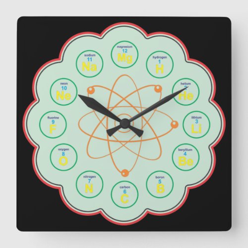 Chemistry Themed Square Wall Clock