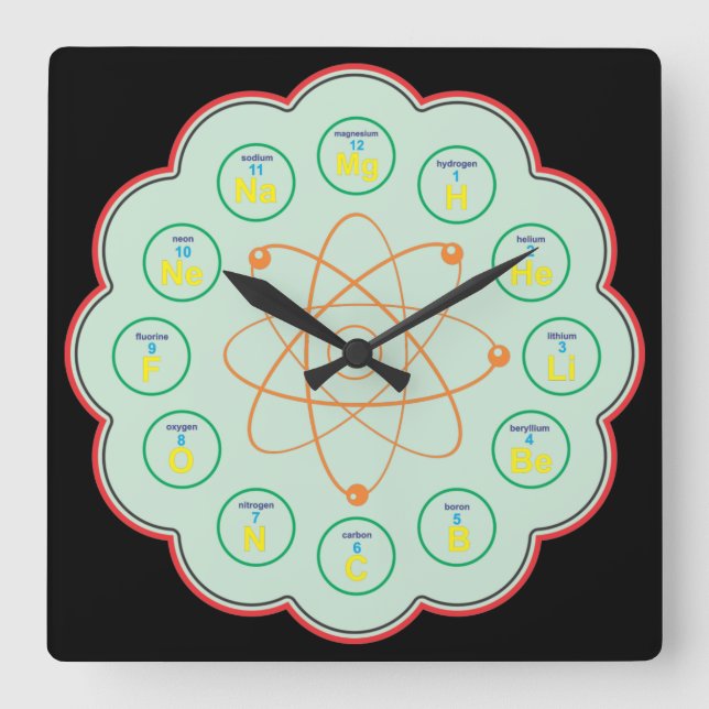 Chemistry Themed Square Wall Clock (Front)