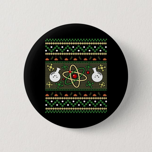 Chemistry Ugly Christmas Science Engineer Gift Button (Front)