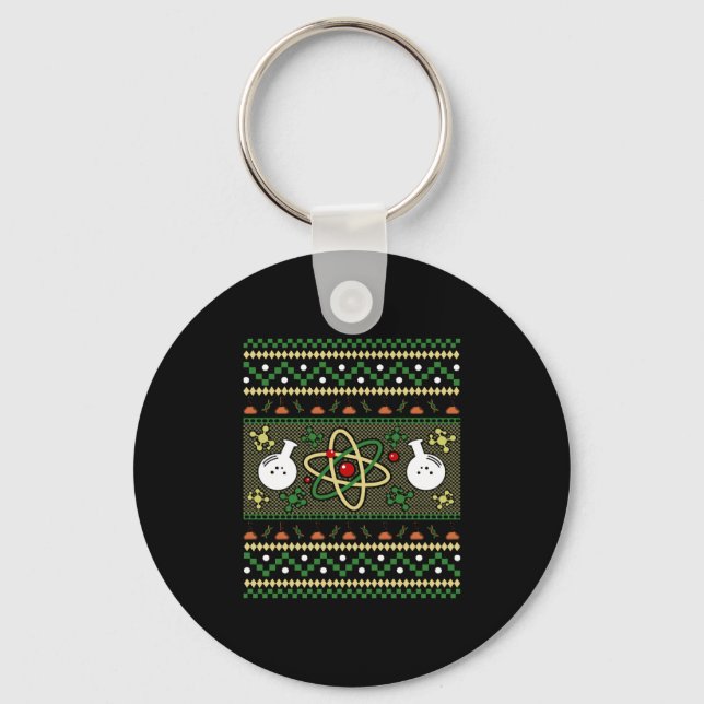 Chemistry Ugly Christmas Science Engineer Gift Keychain (Front)