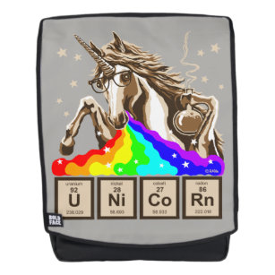 Chemistry unicorn pukes rainbow backpack