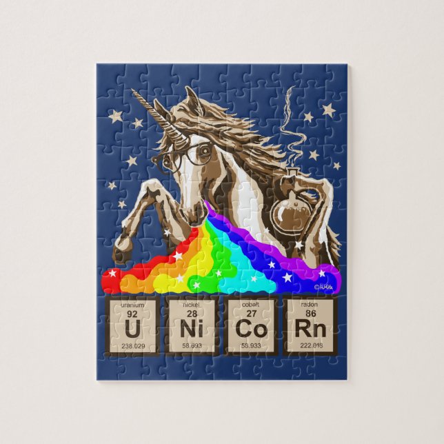 Chemistry unicorn pukes rainbow jigsaw puzzle (Vertical)