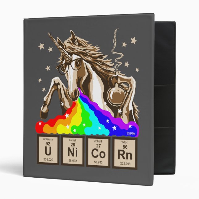 Chemistry unicorn vomits rainbow binder (Front/Inside)