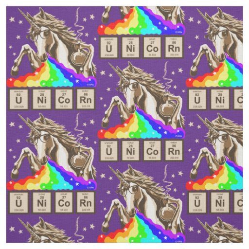 Chemistry unicorn vomits rainbow fabric