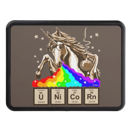 Chemistry unicorn vomits rainbow trailer hitch cover