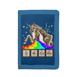Chemistry unicorn vomits rainbow trifold wallet