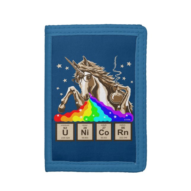 Chemistry unicorn vomits rainbow trifold wallet (Front Vertical)