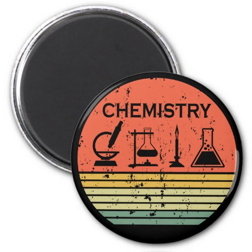 Chemistry vintage sunset retro stripes pattern magnet