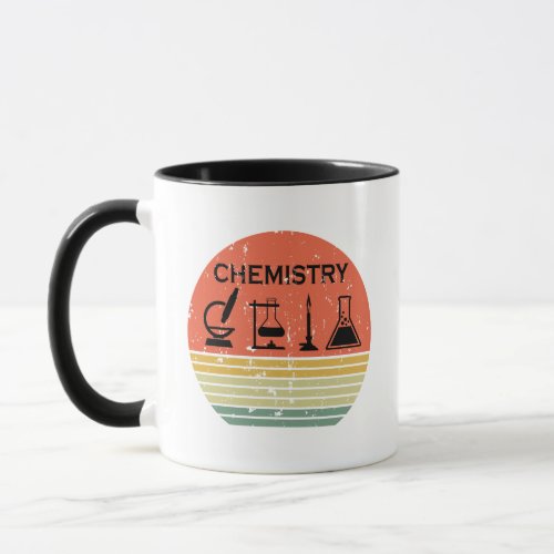 Chemistry vintage sunset retro stripes pattern mug