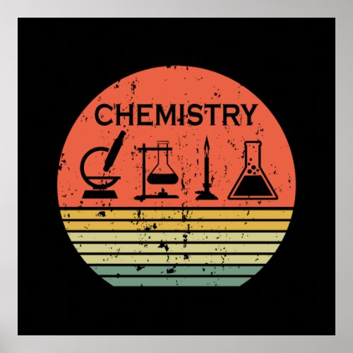 Chemistry vintage sunset retro stripes pattern poster