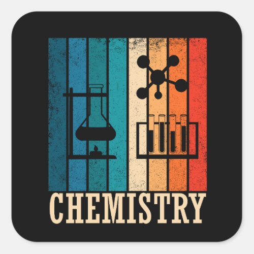Chemistry vintage sunset retro stripes pattern square sticker