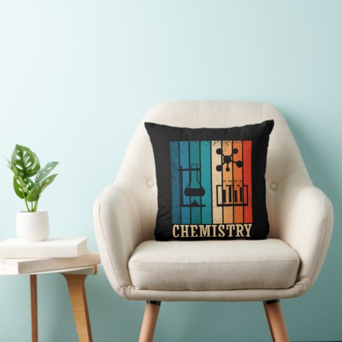Chemistry vintage sunset retro stripes pattern throw pillow