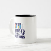Chemists Have All The Solution Funny Science Puns Two-Tone Coffee Mug (Front Left)