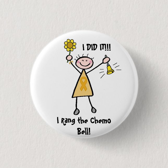 Chemo Bell - Childhood Cancer Gold Ribbon Button (Front)