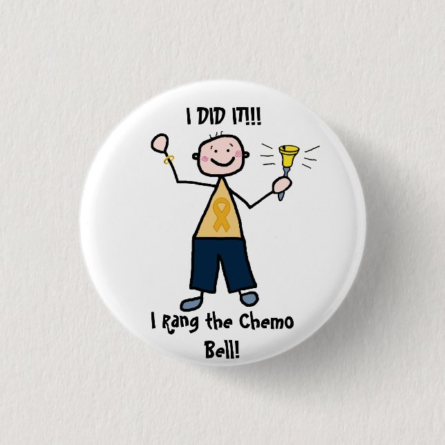 Chemo Bell - Childhood Cancer Gold Ribbon Pinback Button (Front)
