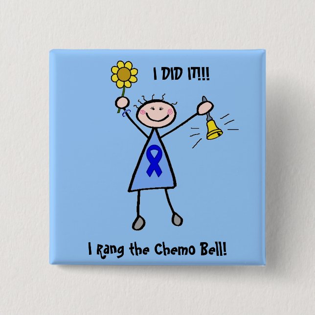 Chemo Bell - Colon Cancer Woman Button (Front)