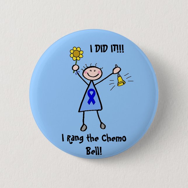 Chemo Bell - Colon Cancer Woman Button (Front)