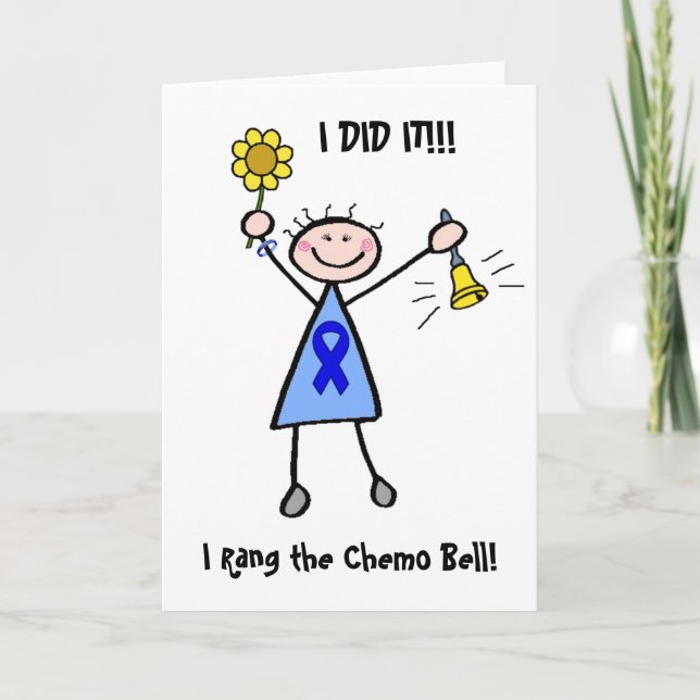 Chemo Bell - Colon Cancer Woman Card (Front)