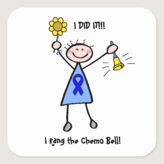 Chemo Bell - Colon Cancer Woman Square Sticker