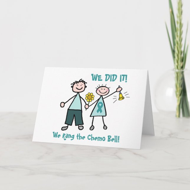 Chemo Bell - Ovarian Cancer Teal Ribbon Card (Front)