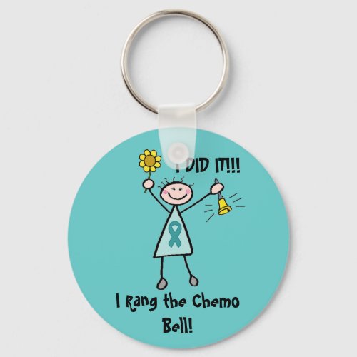Chemo Bell _ Ovarian Cancer Teal Ribbon Keychain