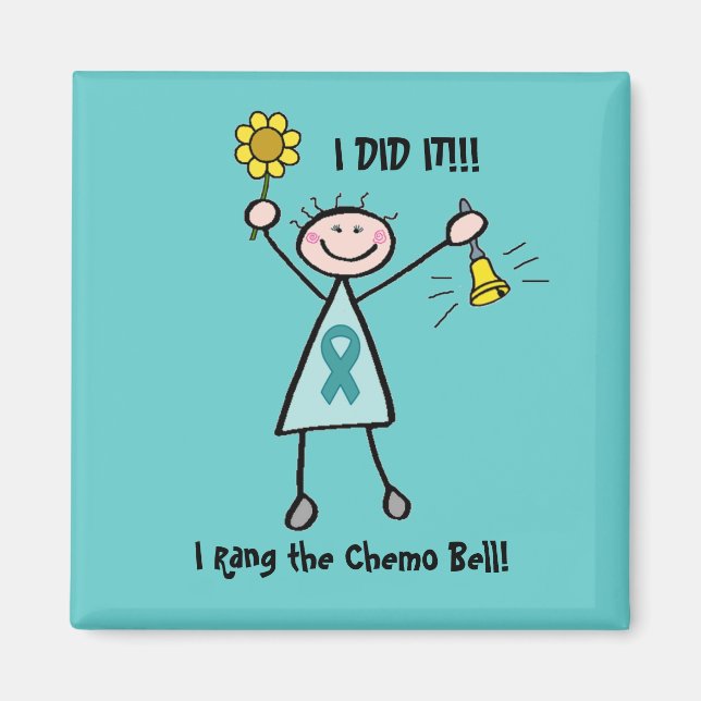 Chemo Bell - Ovarian Cancer Teal Ribbon Magnet (Front)