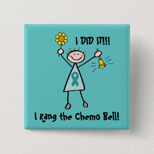 Chemo Bell - Ovarian Cancer Teal Ribbon Pinback Button