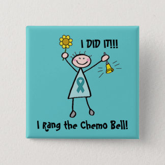 Chemo Bell - Ovarian Cancer Teal Ribbon Pinback Button