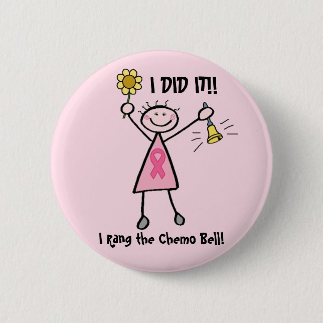 Chemo Bell - Pink Ribbon Breast Cancer Pinback Button (Front)