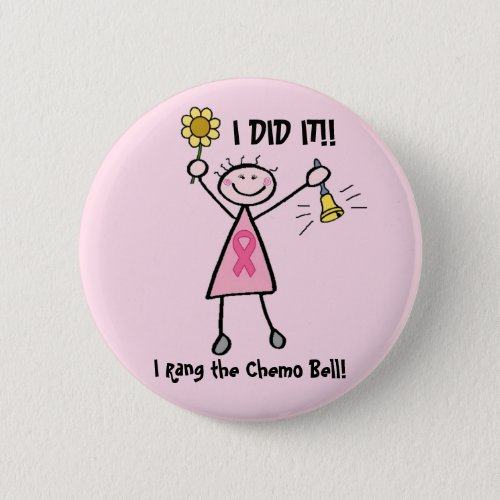 Chemo Bell _ Pink Ribbon Breast Cancer Pinback Button