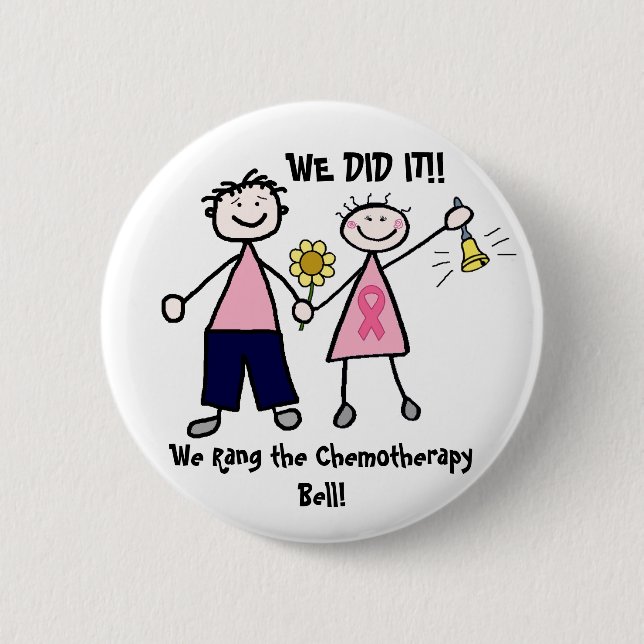 Chemo Bell - Pink Ribbon Breast Cancer Pinback Button (Front)