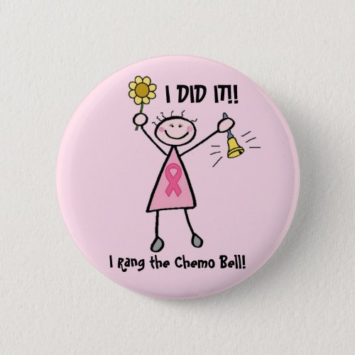 Chemo Bell Pink Ribbon Button
