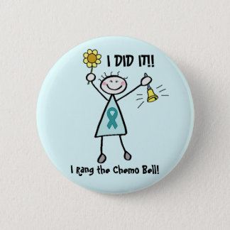 Chemo Bell Teal Ribbon Button