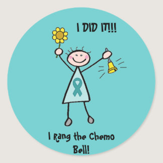 Chemo Bell - Uterine Cancer Teal Ribbon Classic Round Sticker