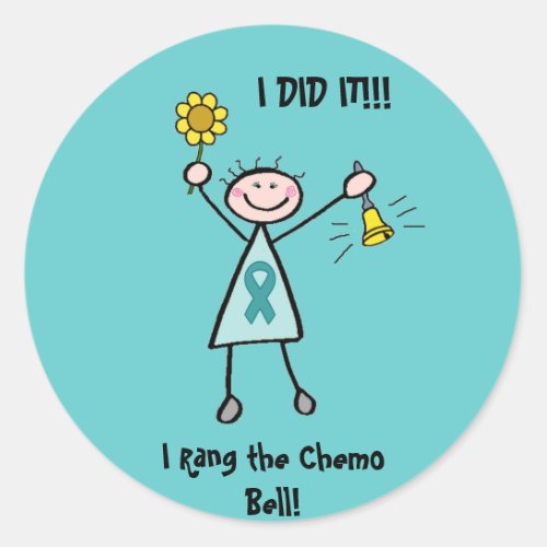 Chemo Bell _ Uterine Cancer Teal Ribbon Classic Round Sticker