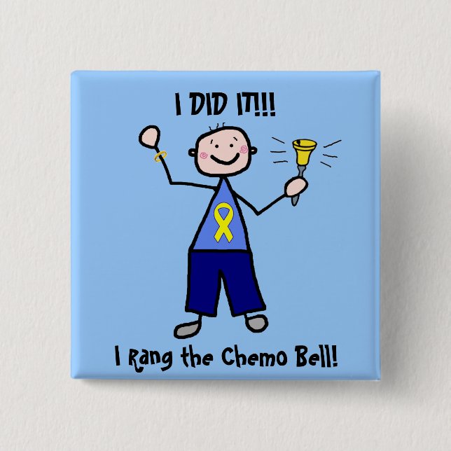 Chemo Bell - Yellow Ribbon Testicular Cancer Pinback Button (Front)