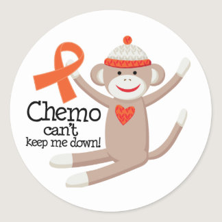 Chemo Can't Keep Me Down Orange Ribbon Classic Round Sticker