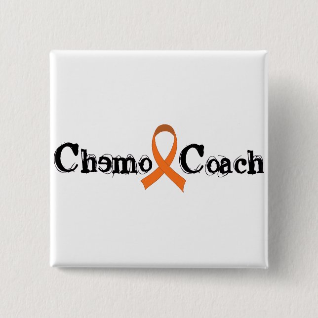 Chemo Coach - Orange Ribbon Pinback Button (Front)