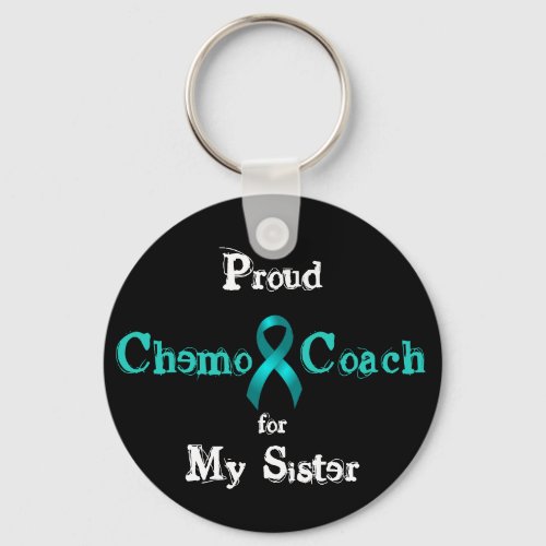 Chemo Coach _ Ovarian Cancer Teal Ribbon Keychain