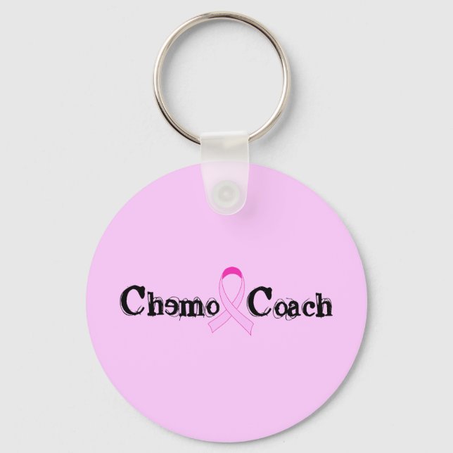 Chemo Coach - Pink Ribbon Breast Cancer Keychain (Front)