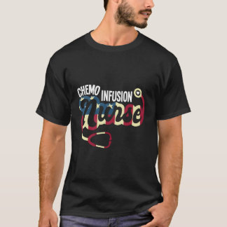 Chemo Infusion Nurse American Flag Usa Stethoscope T-Shirt