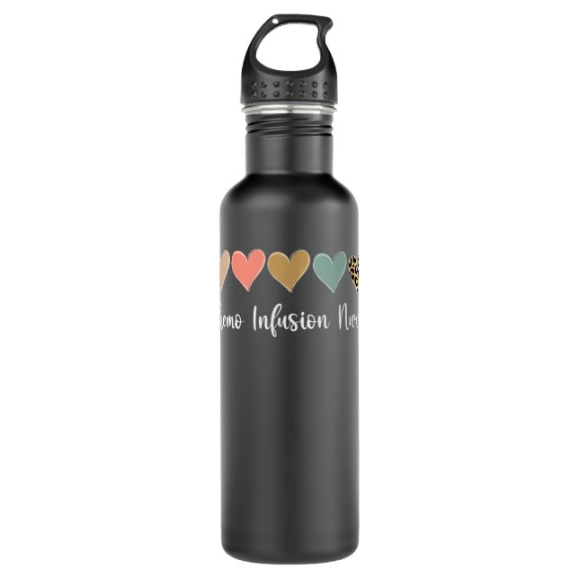 Chemo Infusion Nurse, Leopard chemotherapy Nurse  Stainless Steel Water Bottle (Front)