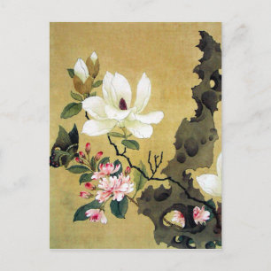 Chen Hongshou Magnolia and Erect Rock Postcard