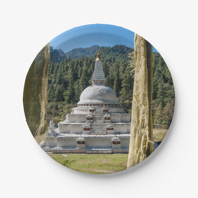 Chendebji Chorten in Bhutan, Himalaya, Asia Paper Plates (Front)