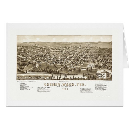Cheney, WA Panoramic Map - 1884 Cards (Front Horizontal)