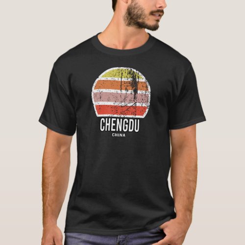 Chengdu China Abstract Vintage Sunset Souvenir T_Shirt