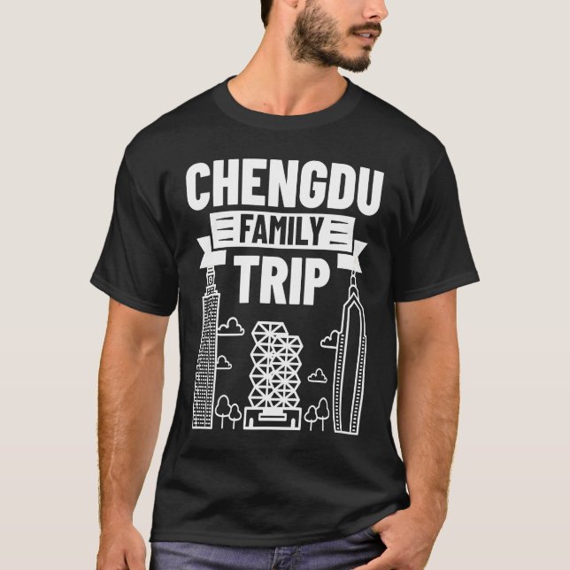 Chengdu China city skyline map travel T-Shirt (Front)