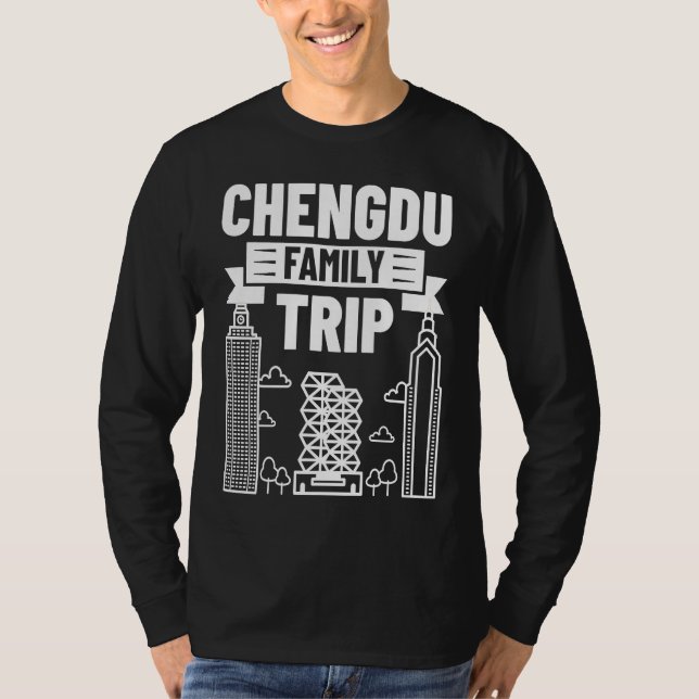 Chengdu China city skyline map travel T-Shirt (Front)