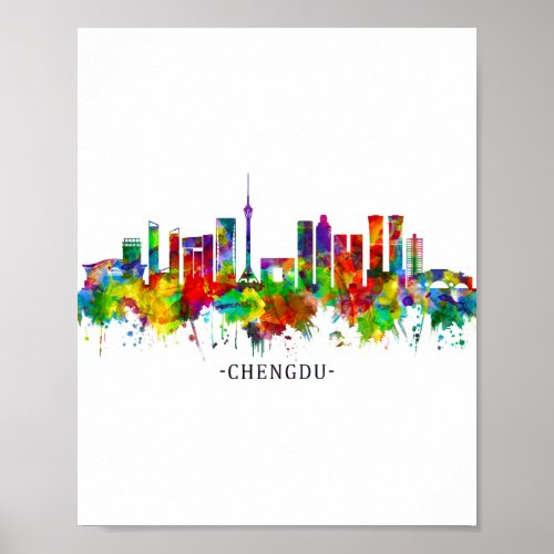 Chengdu China Skyline Poster