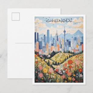 Chengdu China Travel Aesthetic Postcard
